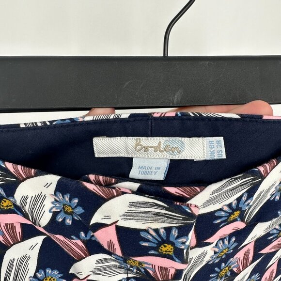 Boden Richmond Ankle Pant Slim Straight Floral Print Navy Pink Size 2 - Picture 7 of 10
